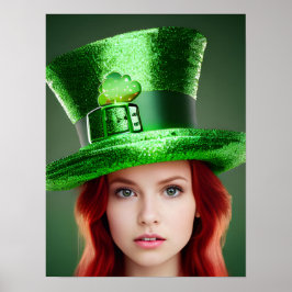 St. Patricks Day Frau in Tophat Poster