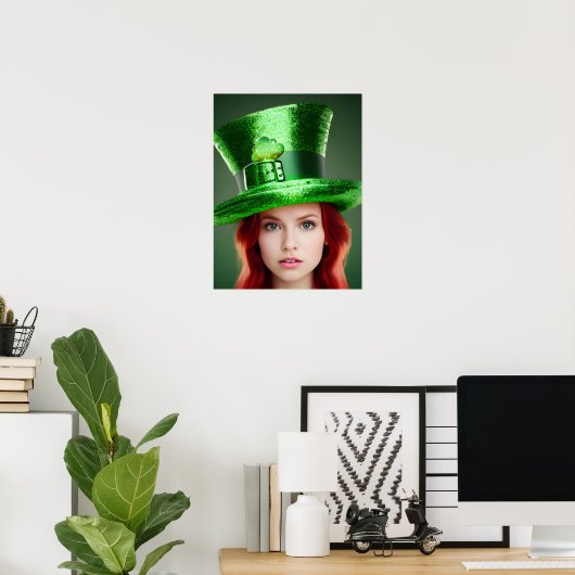 St. Patricks Day Frau in Tophat Poster (Heimbüro)