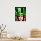 St. Patricks Day Frau in Tophat Poster (Küche)