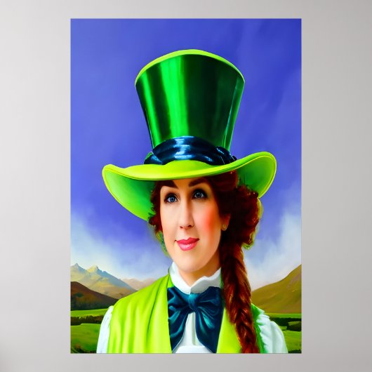 St. Patrick's Day Frauen großer grüner Hut | Art d Poster (Vorne)