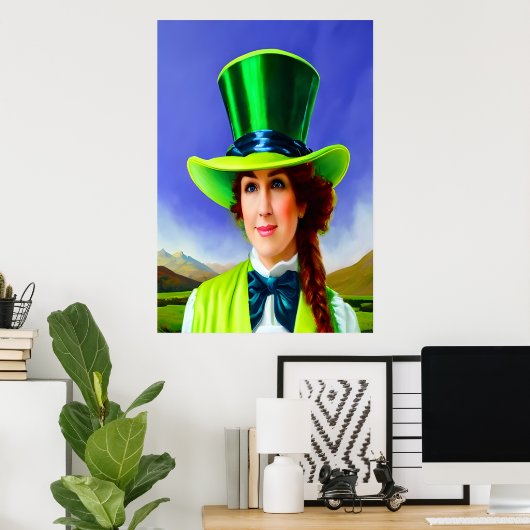 St. Patrick's Day Frauen großer grüner Hut | Art d Poster (Heimbüro)