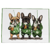 St. Patrick's Day French Bulldogs Große Geschenktüte (Rückseite)