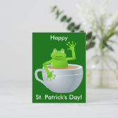 St. Patrick's Day Frog im Tee Cup Postkarte (Stehend Vorderseite)