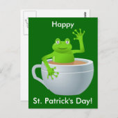 St. Patrick's Day Frog im Tee Cup Postkarte (Vorne/Hinten)