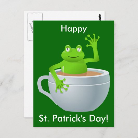 St. Patrick's Day Frog im Tee Cup Postkarte (Vorne/Hinten)