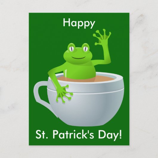 St. Patrick's Day Frog im Tee Cup Postkarte (Vorderseite)