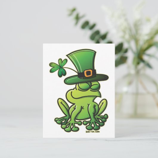St. Patrick's Day Frog Postkarte (Stehend Vorderseite)