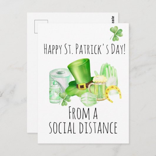 St. Patrick's Day from Social Distance Covid Postkarte (Vorne/Hinten)