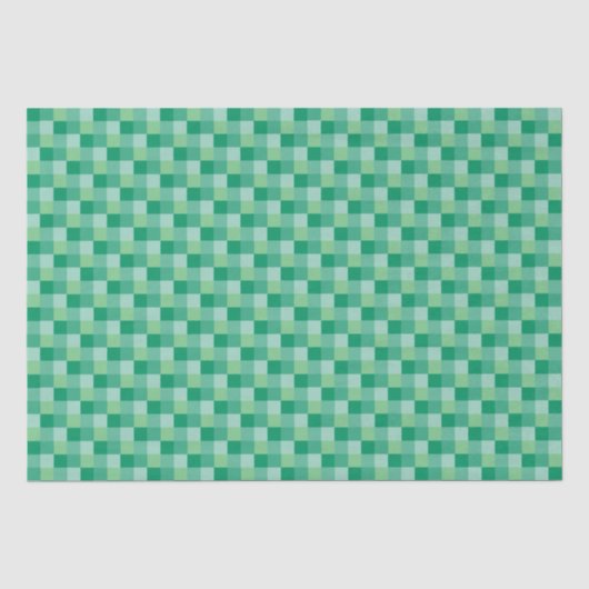 St. Patrick's Day Fun Adorable Green Checkerboard Seidenpapier (Vorderseite)