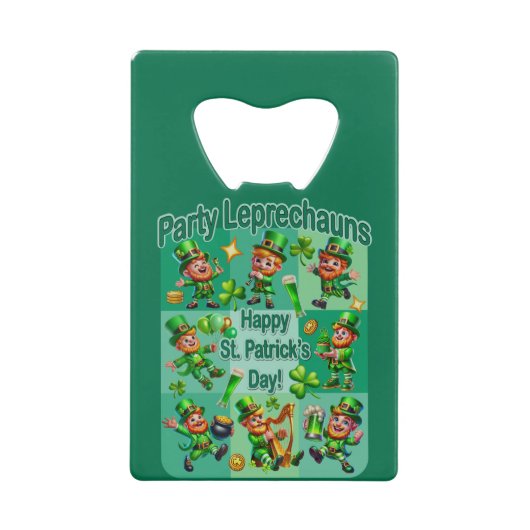 St. Patrick's Day Fun Adorable "Party Leprechauns" Geldbeutel Flaschenöffner (Vorderseite)