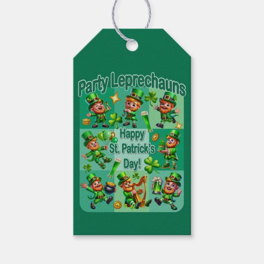 St. Patrick's Day Fun Adorable "Party Leprechauns" Geschenkanhänger (Vorderseite)