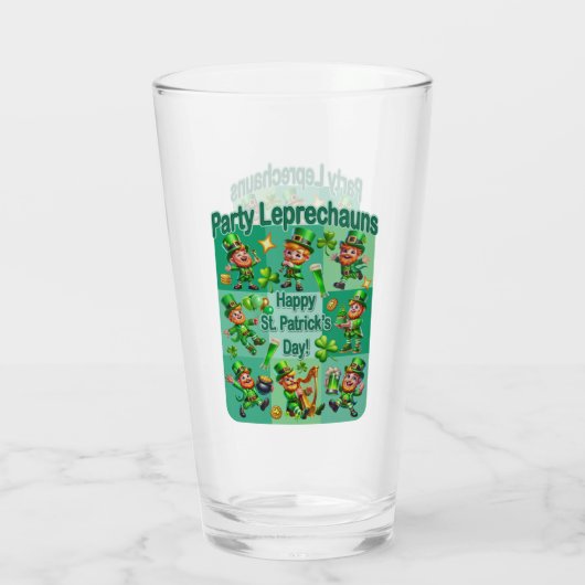 St. Patrick's Day Fun Adorable "Party Leprechauns" Glas (Rückseite)