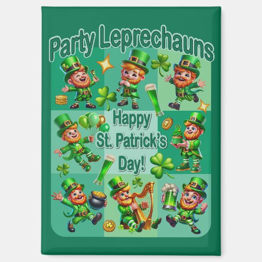 St. Patrick's Day Fun Adorable "Party Leprechauns" Magnet (Vorderseite)