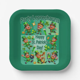 St. Patrick's Day Fun Adorable "Party Leprechauns" Pappteller