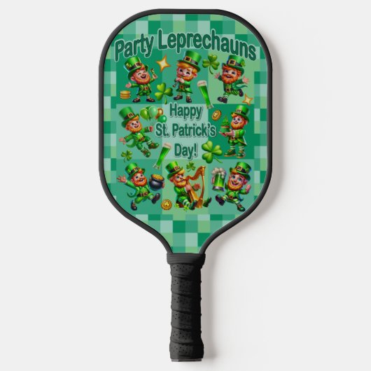 St. Patrick's Day Fun Adorable "Party Leprechauns" Pickleball Schläger (Vorderseite)