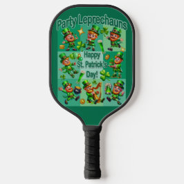 St. Patrick's Day Fun Adorable "Party Leprechauns" Pickleball Schläger
