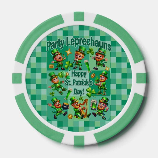 St. Patrick's Day Fun Adorable "Party Leprechauns" Pokerchips (Vorderseite)