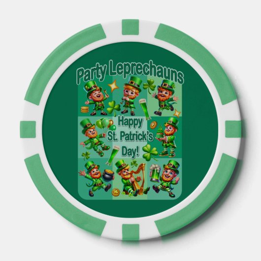 St. Patrick's Day Fun Adorable "Party Leprechauns" Pokerchips (Vorderseite)