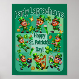St. Patrick's Day Fun Adorable "Party Leprechauns" Poster