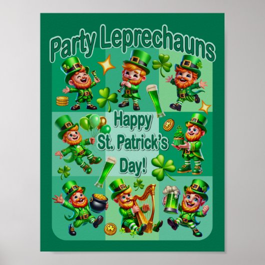 St. Patrick's Day Fun Adorable "Party Leprechauns" Poster (Vorne)