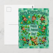 St. Patrick's Day Fun Adorable "Party Leprechauns" Postkarte (Vorne/Hinten)