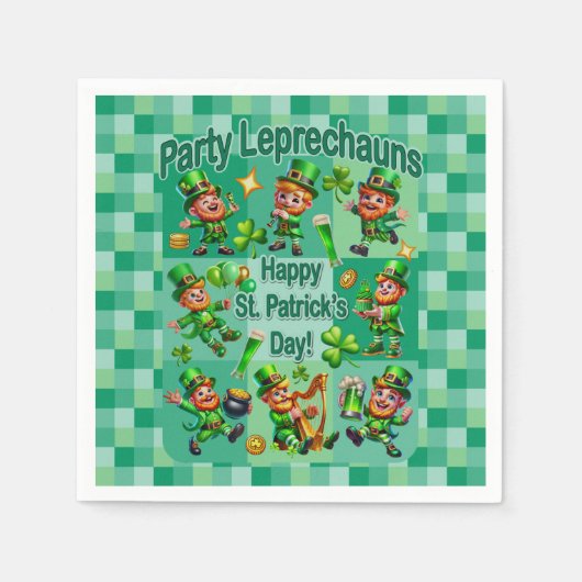 St. Patrick's Day Fun Adorable "Party Leprechauns" Serviette (Vorderseite)