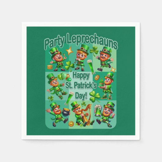 St. Patrick's Day Fun Adorable "Party Leprechauns" Serviette (Vorderseite)