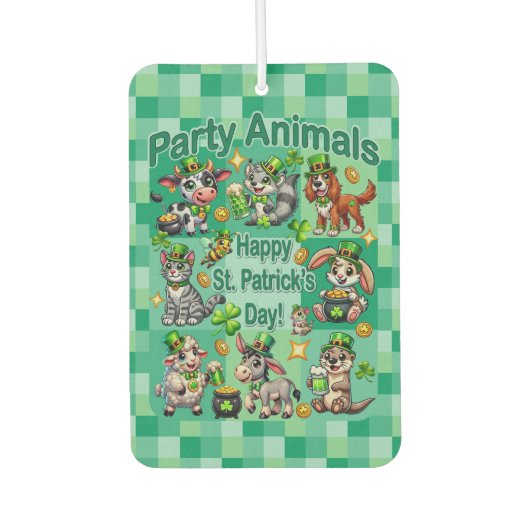 St. Patrick's Day Fun und Adorable "Party Animals" Autolufterfrischer (Vorderseite)