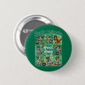 St. Patrick's Day Fun und Adorable "Party Animals" Button (Vorne & Hinten)