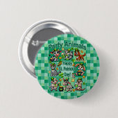 St. Patrick's Day Fun und Adorable "Party Animals" Button (Vorne & Hinten)