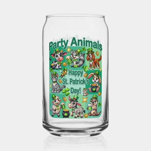 St. Patrick's Day Fun und Adorable "Party Animals" Dosenglas (Vorderseite)