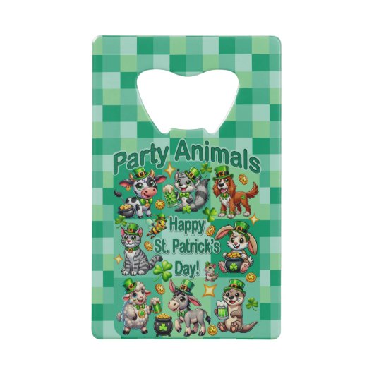 St. Patrick's Day Fun und Adorable "Party Animals" Geldbeutel Flaschenöffner (Vorderseite)