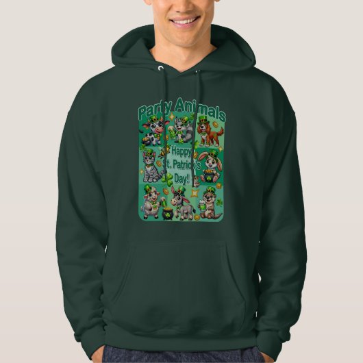 St. Patrick's Day Fun und Adorable "Party Animals" Hoodie (Vorderseite)