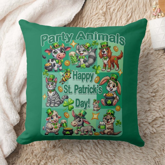 St. Patrick's Day Fun und Adorable "Party Animals" Kissen (Decke)