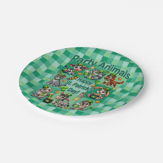 St. Patrick's Day Fun und Adorable "Party Animals" Pappteller (Schrägansicht)