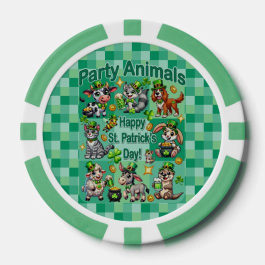 St. Patrick's Day Fun und Adorable "Party Animals" Pokerchips (Vorderseite)