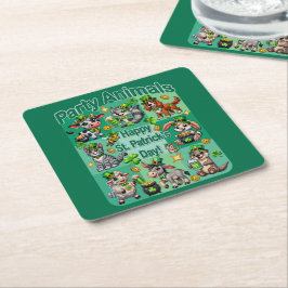 St. Patrick's Day Fun und Adorable "Party Animals" Rechteckiger Pappuntersetzer