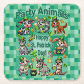St. Patrick's Day Fun und Adorable "Party Animals" Rechteckiger Pappuntersetzer (Vorderseite)