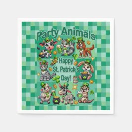 St. Patrick's Day Fun und Adorable "Party Animals" Serviette
