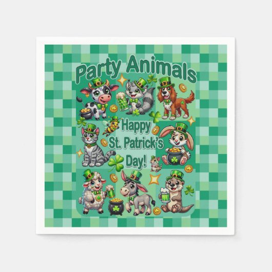 St. Patrick's Day Fun und Adorable "Party Animals" Serviette (Vorderseite)