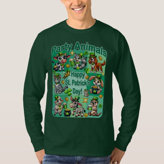 St. Patrick's Day Fun und Adorable "Party Animals" T-Shirt (Vorderseite)