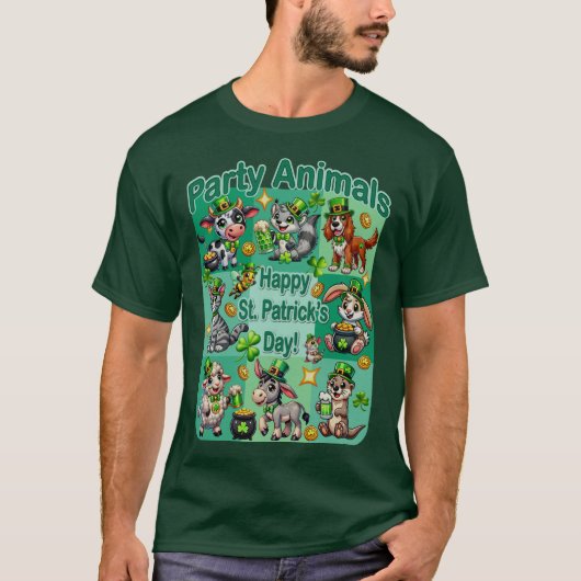 St. Patrick's Day Fun und Adorable "Party Animals" T-Shirt (Vorderseite)