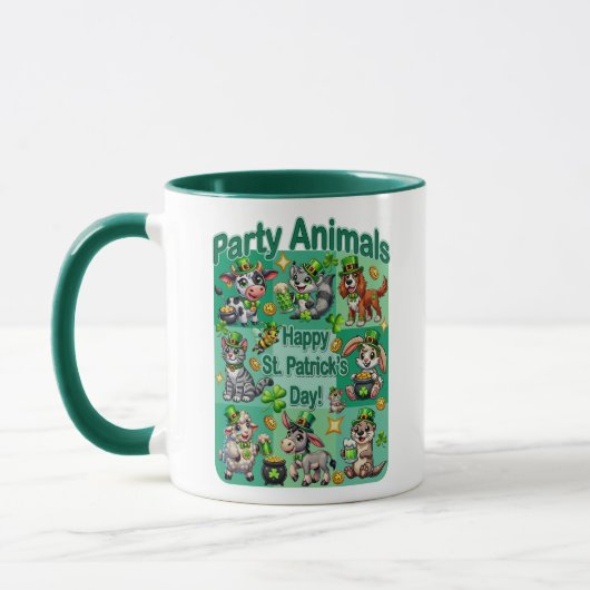 St. Patrick's Day Fun und Adorable "Party Animals" Tasse (Links)