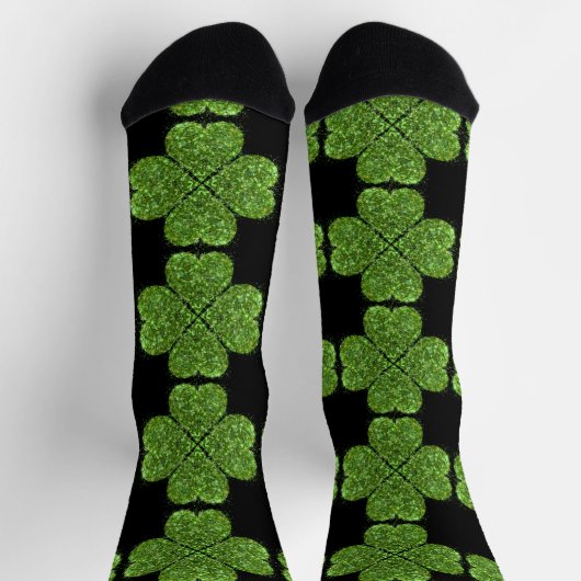 St. Patrick's Day funkeln Glitzer Grün Kleeblätter Socken (Oben)