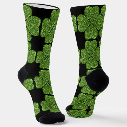 St. Patrick's Day funkeln Glitzer Grün Kleeblätter Socken (Gewinkelt)
