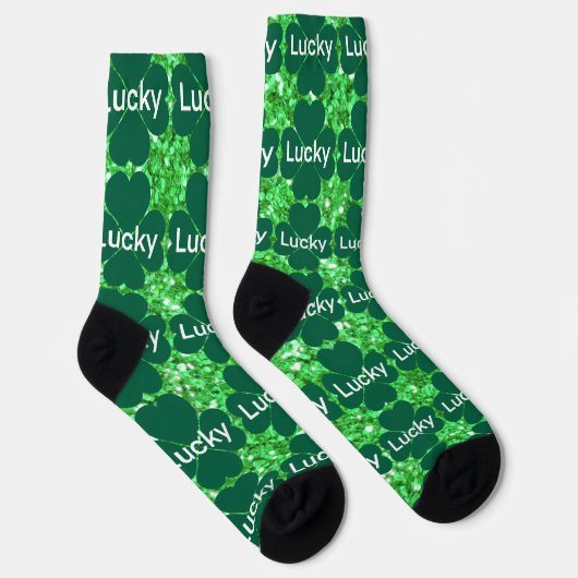 St. Patrick's Day funkeln Glitzer Grün Kleeblätter Socken (Rechts)