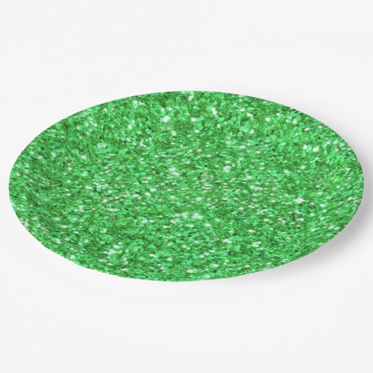 St. Patrick's Day funkeln Glitzer Kelly Green Pappteller (Schrägansicht)