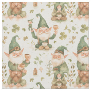 St. Patrick's Day Funny Gnome Coffee Pattern Stoff