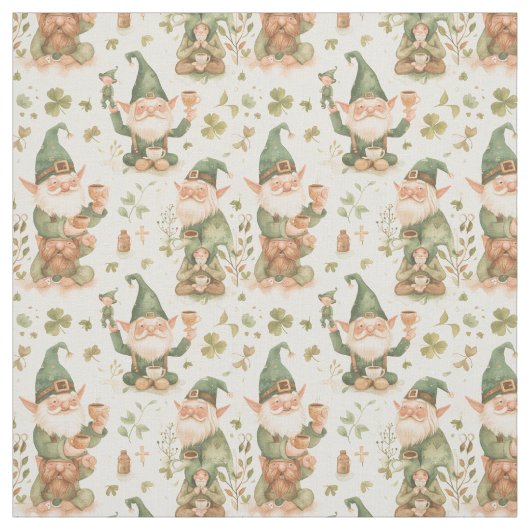 St. Patrick's Day Funny Gnome Coffee Pattern Stoff (Muster)