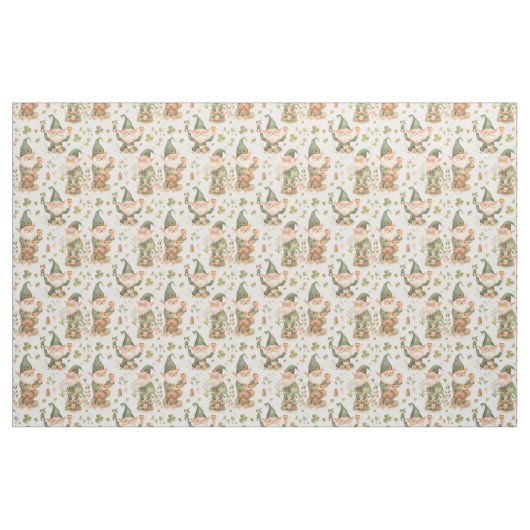 St. Patrick's Day Funny Gnome Coffee Pattern Stoff (Fat Quarter (45,7 x 55,9 cm))
